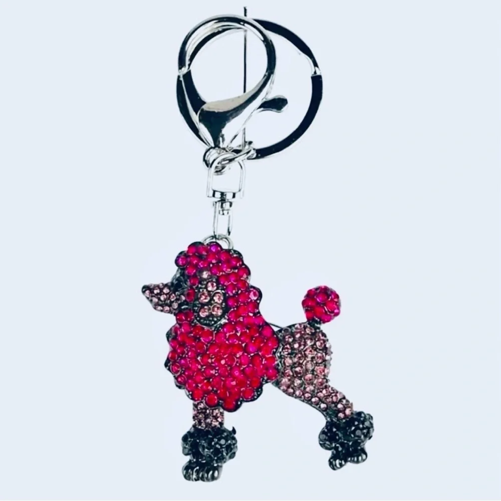 BAG CHARM/KEY CHAIN: Purple Rhinestone Poodle Keychain, NWOT